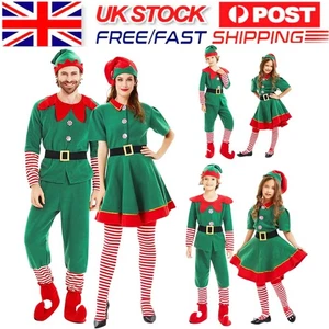Kinder Erwachsene Weihnachten Kostüm Outfits Elf Der Weihnachtself Cosplay-Party - Bild 1 von 23