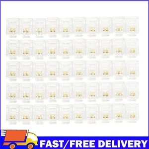 100 Pcs RJ11 6P4C Plug Telephone Connector Transparent for Phone Line Cord - Zdjęcie 1 z 9