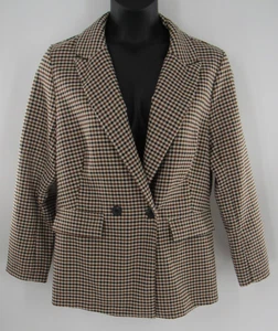 Boyfriend-Blazer Damen Herbstfarben braun hellbraun schwarz kariert zwei Baumwolle Größe: XL - Bild 1 von 4