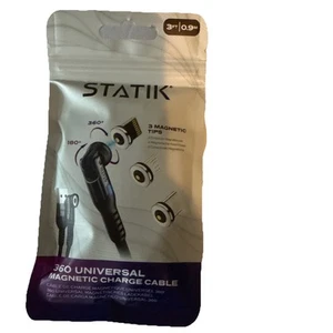 Statik 360 Universal Magnetic Charge Cable 3ft/0.9m with 3 Magnetic Tips - Photo 1 sur 2