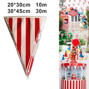 Striped Pennant Ban Flags String Flag Striped Triangle Bunting White Plastic Red - Picture 1 of 18