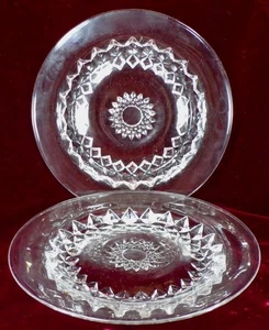 2 Amazon Dessert Plates Sawtooth Band Bryce Bros Clear Glass EAPG 1890 Antique - Picture 1 of 6