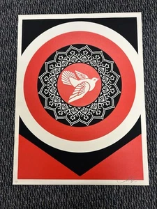 Shepard Fairey Obey Giant Peace Dove RED & BLACK 2011 AP Signed Rare Screenprint - Picture 1 of 8