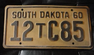 Vintage 1960 South Dakota Truck License Plate 12 T C85 - Picture 1 of 1