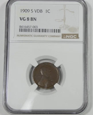 1909-S VDB Lincoln/Wheat Ears reverse Cent CERTIFIED NGC VG 8 BROWN 1c - Image 1 of 4