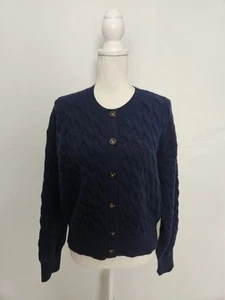 Ann Taylor Blue Cable Knit Button Up Sweater Women's Size Large - Picture 1 of 8