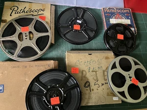 x5 reels Pluto, other films Hop Along Pathescope 9.5mm cine film reel vintage - Picture 1 of 11