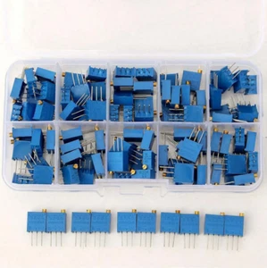 3296W 50pcs Multi-turn trimmer potentiometer 3296 Variable Resistor Kit With Box - Picture 1 of 6
