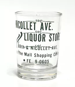 VINTAGE NICOLLET AVE. LIKÖRLADEN 3 UNZEN JIGGER SCHNAPSGLAS MINNEAPOLIS, MN - Bild 1 von 6