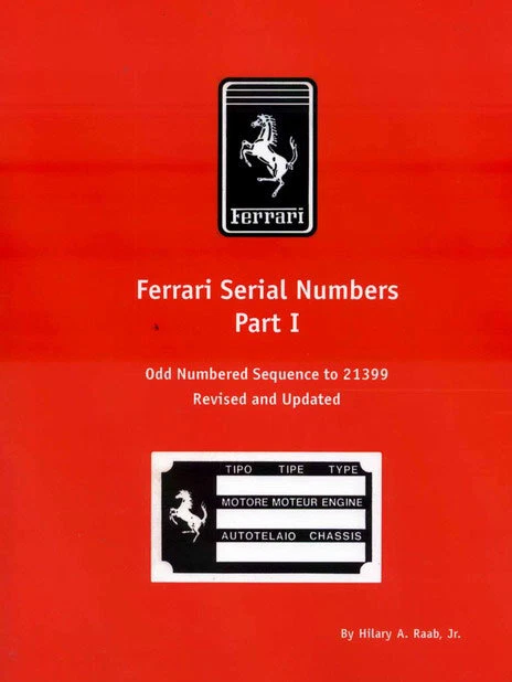 LIBRO DE NÚMEROS DE SERIE FERRARI MANUAL VIN RAAB HILARY Foto 1 de 1