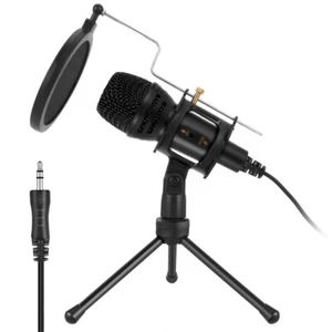 Desktop 3.5mm Gaming Microphone Omnidirectional Condenser 360 Degree Pick Up - Afbeelding 1 van 8