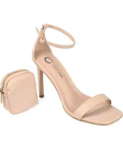 Journee Everton Women's Ankle Strap Stiletto Nude Faux Leather US Size 9.5 M - Picture 1 of 5