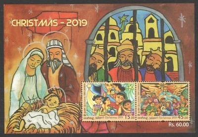 SRI LANKA 2019 NAVIDAD X'MAS HOJA DE RECUERDO DE 2 SELLOS COMO NUEVO SIN USAR  Foto 1 de 3