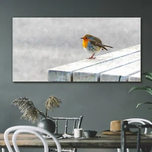 Leinwand Bild Wandbild Canvas 120x60 Gemälde Abstrakte Tier Vogel Schnee - Bild 1 von 11