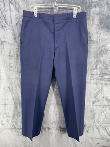Vintage 70s Blue Straight Trouser Pants 38 S Wool Blend Tropical Vietnam 38x30 - Picture 1 of 13