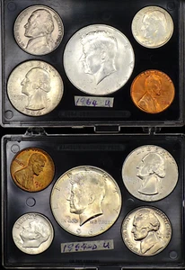 1964 P & D 10-COIN UNCIRCULATED SET .900 SILVER, JFK HALF 1st YEAR - Picture 1 of 5
