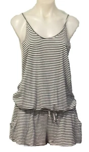 O’Neill Black White Striped Drop Waist Romper M - Picture 1 of 2