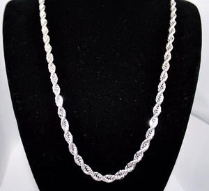 Real Rhodium Platinum Layered 6mm French Rope Mens Chain Free Lifetime Guarantee - Picture 1 of 1