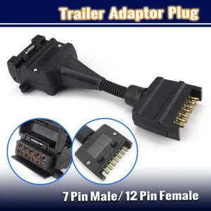 12 PIN FEMALE SOCKET TO 7 PIN FLAT PLUG TRAILER ADAPTOR CARAVAN WIRING CONNECTOR - Picture 1 of 6