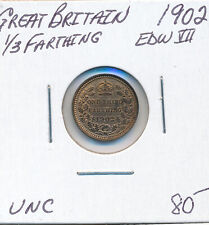 GREAT BRITAIN EDWARD VII 1/3 FARTHING 1902 - UNC
