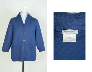 Vintage Yves Saint Laurent Variation France YSL Quilted Blue Jacket Size M - L - Picture 1 of 10