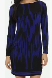 Neu mit Etikett Michael Kors Kleid Plus 2X dunkelazuritblau Kapsel Etui geometrisch Geld - Bild 1 von 10