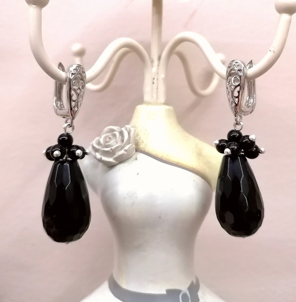 Orecchini Acciaio Agata E onice  - Immagine 1 di 1