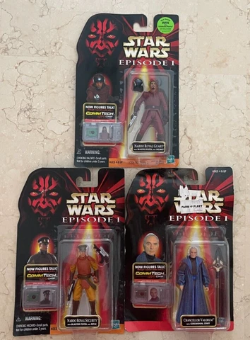 Lot of 3 Star Wars Episode 1 CommTech Chip Hasbro Action Figures NEW ON CARDS Cover