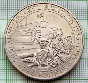 GUERNSEY 1995 2 POUNDS, 50th Anniversary of Liberation in WWII UNC - Picture 1 of 6