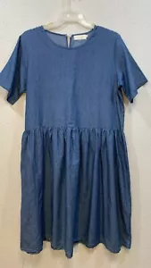 Vestido Sign Here Chambray XL Manga Corta Cuello Redondo Ajuste y Acampanado - Imagen 1 de 9