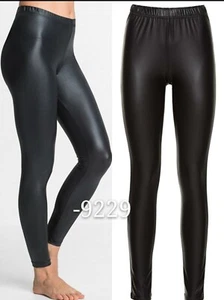 Womens Leggings Wet look Leather High Waist Waterproof Plain Shiny Party Legging - Picture 1 of 2