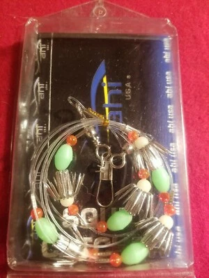 Ahi SJ-500 Apanhador de Lulas Brilho Luminoso 5 Ganchos Gangion novo em pk Brilho no Escuro - Imagem 1 de 4