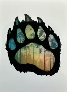BEAR PAW ~ FOREST VIEWS - Small Vinyl Sticker - (1.75in x 1.5in) - Picture 1 of 1