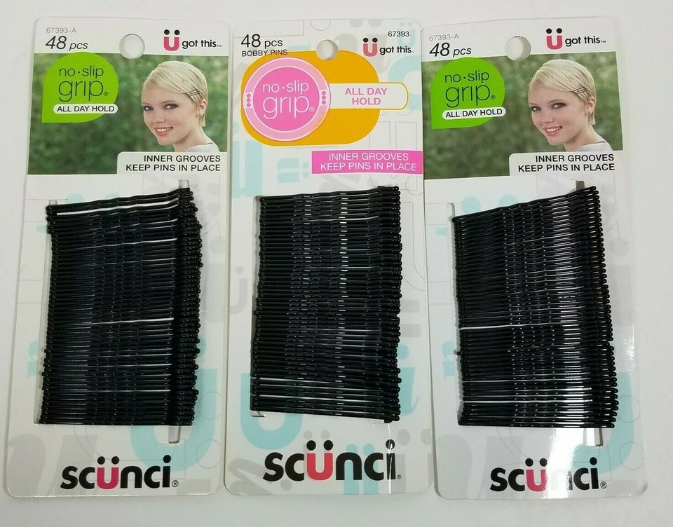 SCUNCI No Slip Grip Black Bobby Pins 48 Count