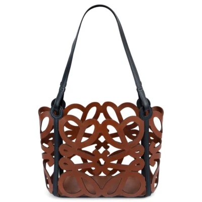 69222 Auténtico Bolso de Mano LOEWE Cuero Marrón Coñac y Negro ANAGRAMA PEQUEÑO RECORTE Foto 1 de 4