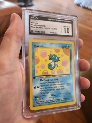 (POP 25) CGC 10 GEM MINT Horsea 62/111 1st Edition Neo Genesis Pokemon Card - Image 1 of 4