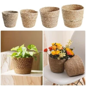 1Pcs Planter Basket Flower Pot Basket Rattan Straw Woven Plant Flower Basket - Picture 1 of 16