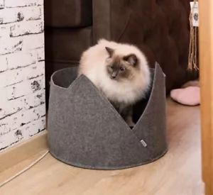 Katzenbett Katzenkorb Katzenliege Hundebett aus Filz mit Ohren in zwei Farben - Bild 1 von 13