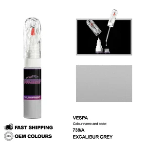 FOR VESPA EXCALIBUR GREY 738 Touch Up Paint Pen Brush Fix Kit Scratch Chip Set - Picture 1 of 8