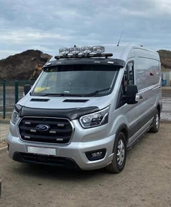Black Roof Bar + Spots + LED For Saic Maxus Deliver 9 Medium High Van Front Tube - Picture 1 of 7