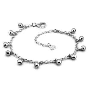 Delicate Women 925 Sterling Silver Ankle Bracelets Cute Bell Chain Beach Ankl... - Picture 1 of 7