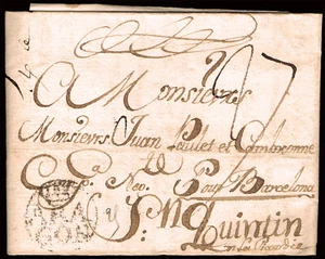 Zaragoza - Prefilatelia - PE 11N - 1788 - Carta circulada a Francia + porteo "97 - Imagen 1 de 1