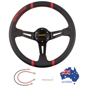 AU 14inch/35CM (3''Deep) Car Racing Steering Wheel Drifting Wheel Aluminum Black - Picture 1 of 9