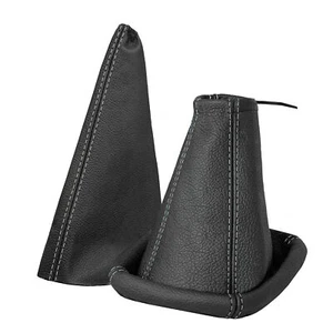 Schaltsack und Handbremsmanschette OPEL CORSA C 100% Leder schwarz Naht grau - Afbeelding 1 van 6