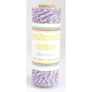 Craftworkz Bakers Twine 100m 4ply 100% Cotton - Lilac & White Purple - Picture 1 of 1