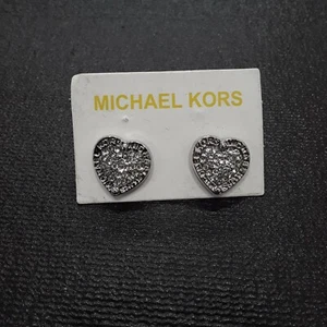 Michael Kors Silver Heart Earrings - Picture 1 of 3