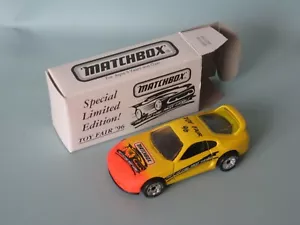 Matchbox Toy Fair Toyota Supra 1996 modelo de coche de juguete 75 mm de largo nariz naranja en caja - Imagen 1 de 3