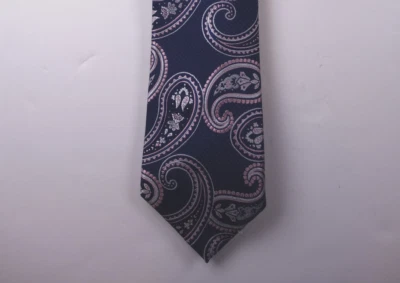 Corbata TOMMY HILFIGER Azul Marino Oscuro Grande Paisley Mezcla Seda NUEVA Foto 1 de 2