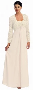 DAMEN KLEID ABENDKLEID BRAUTKLEID HOCHZEITSKLEID MIT JACKE BOLERO Gr.36 NEU €249 - Bild 1 von 7