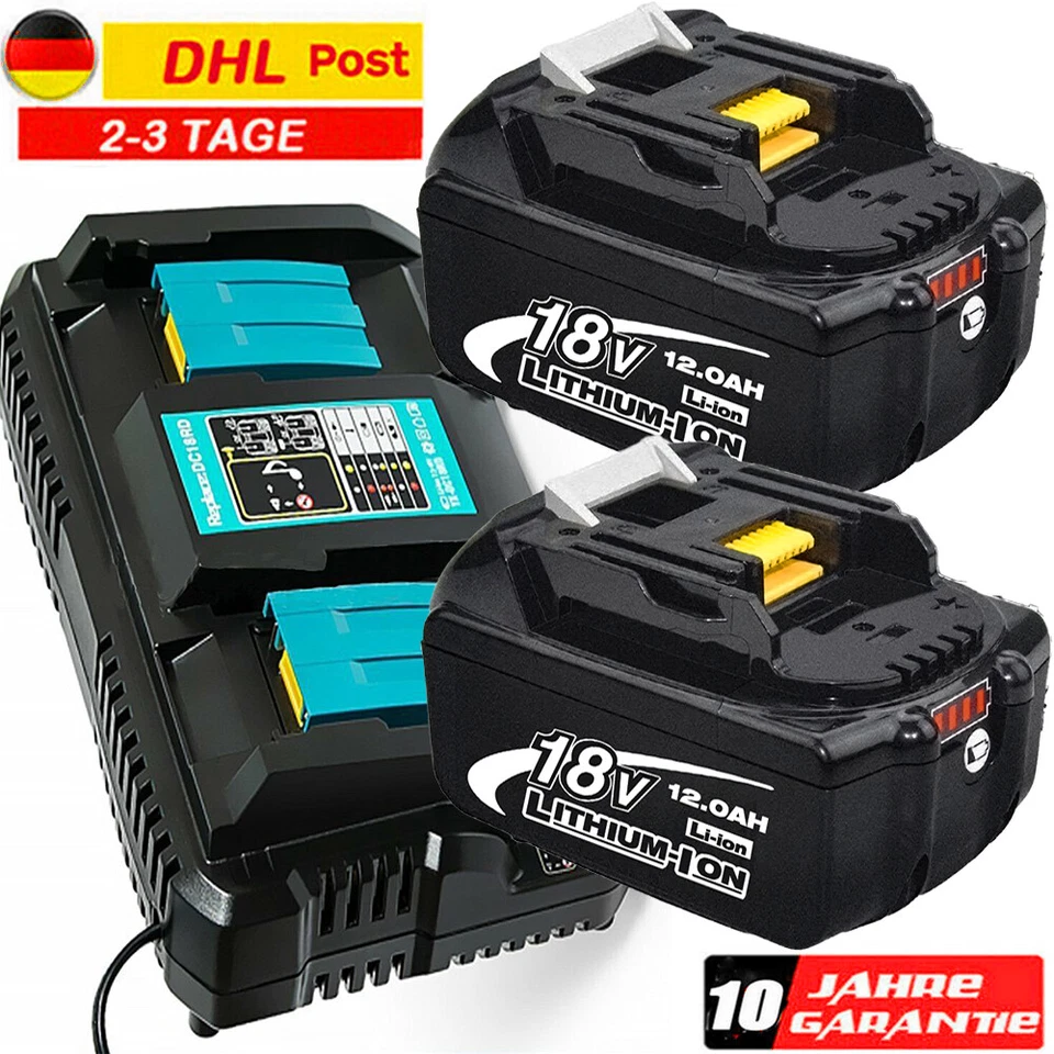 FÜR MAKITA 18V AKKU ORIGINAL 2x 18V 6000mAH Akku Für Makita BL1850 BL1830 LXT BL1860 Led Anzeige/Ladegerät DP
